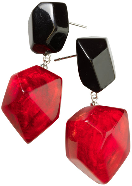 Zsiska Earrings, Empress, Red/Black, Clip