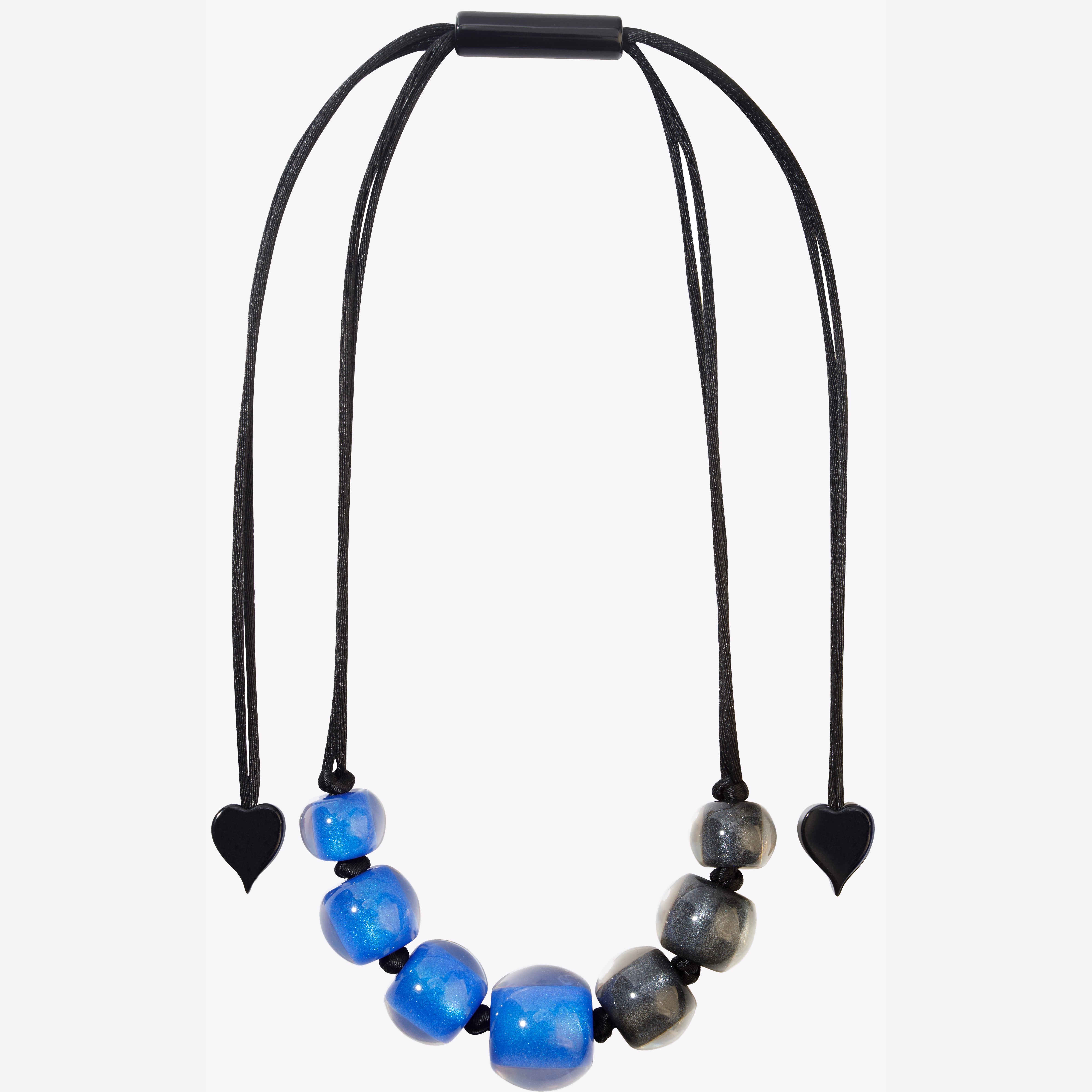 Zsiska Necklace, Colourfulbeads, Blue/Black, 7 beads