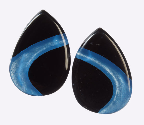 Zsiska Earrings, Jezebel, Blue/Black, Post