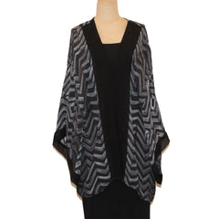 Sudarshan Kimono, Shibori, Black/White/Grey, L/XL