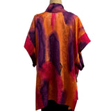 Teri Jo Summer Kimono Vest, Fire Hose, Amethyst/Tangerine/Fuchsia, OS Fits M-XL