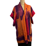 Teri Jo Summer Kimono Vest, Fire Hose, Amethyst/Tangerine/Fuchsia, OS Fits M-XL