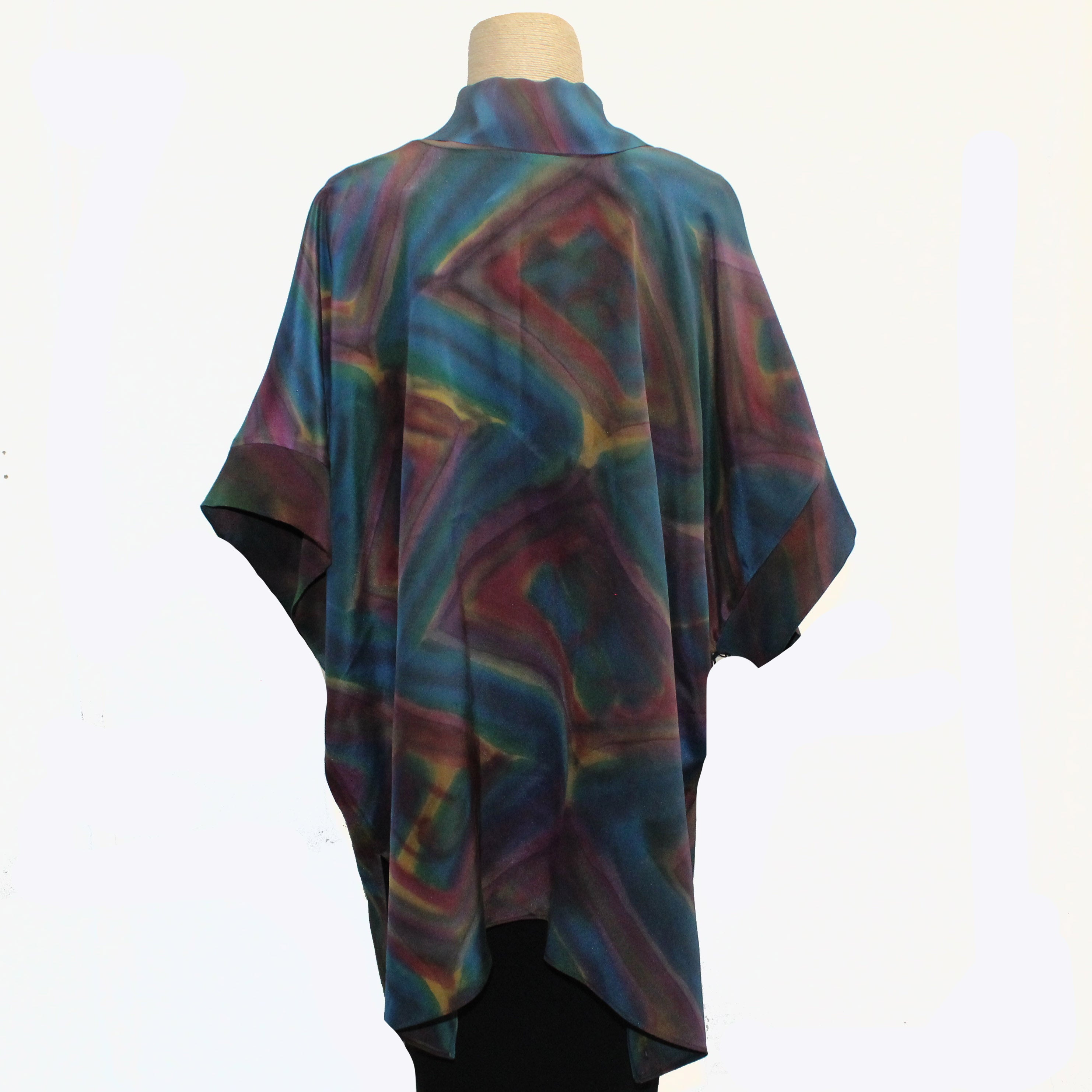 Teri Jo Summer Kimono Vest, Fondersi, Jewel Tones/Gold Fits M-XL
