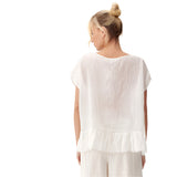 Mara Gibbucci Top, Short Sleeves, White, S