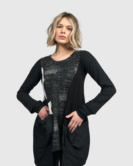 Alembika Tunic, Celsius, Fog, Black/White XS, S & L