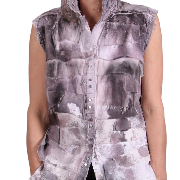 Tatiana Palnitska Vest, Happily Layered Distressed & Detailed XS/S