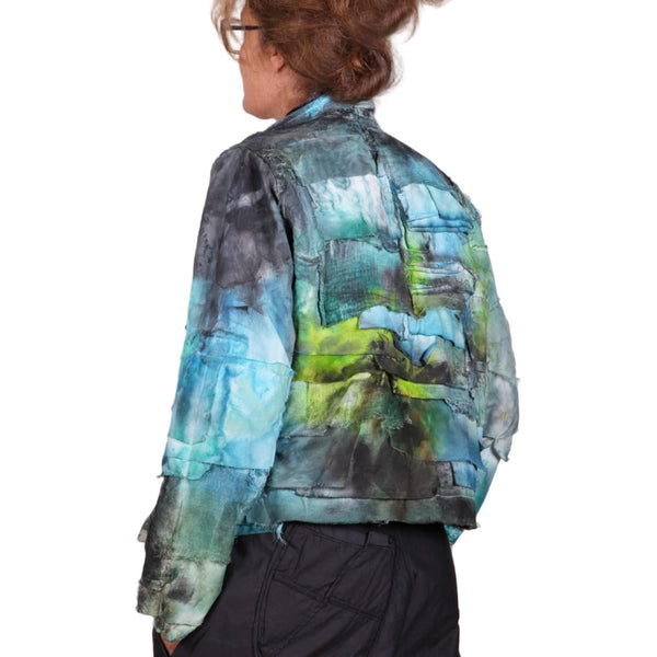 Tatiana Palnitska Jacket, Colorful Waves Rolling In, Blue/Aqua/Green/Brown/Black, S