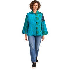 Kay Chapman Jacket, Loop Button, Patchwork, Turquoise/Green  S