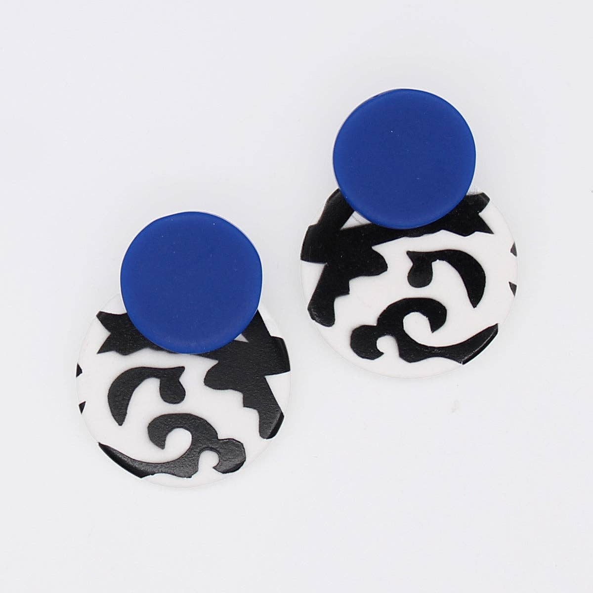 Sylca Designs Earrings, Lola, Blue/Black/White