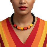 Christina Brampti Necklace, Six Cubes, Red/Gold/Orange