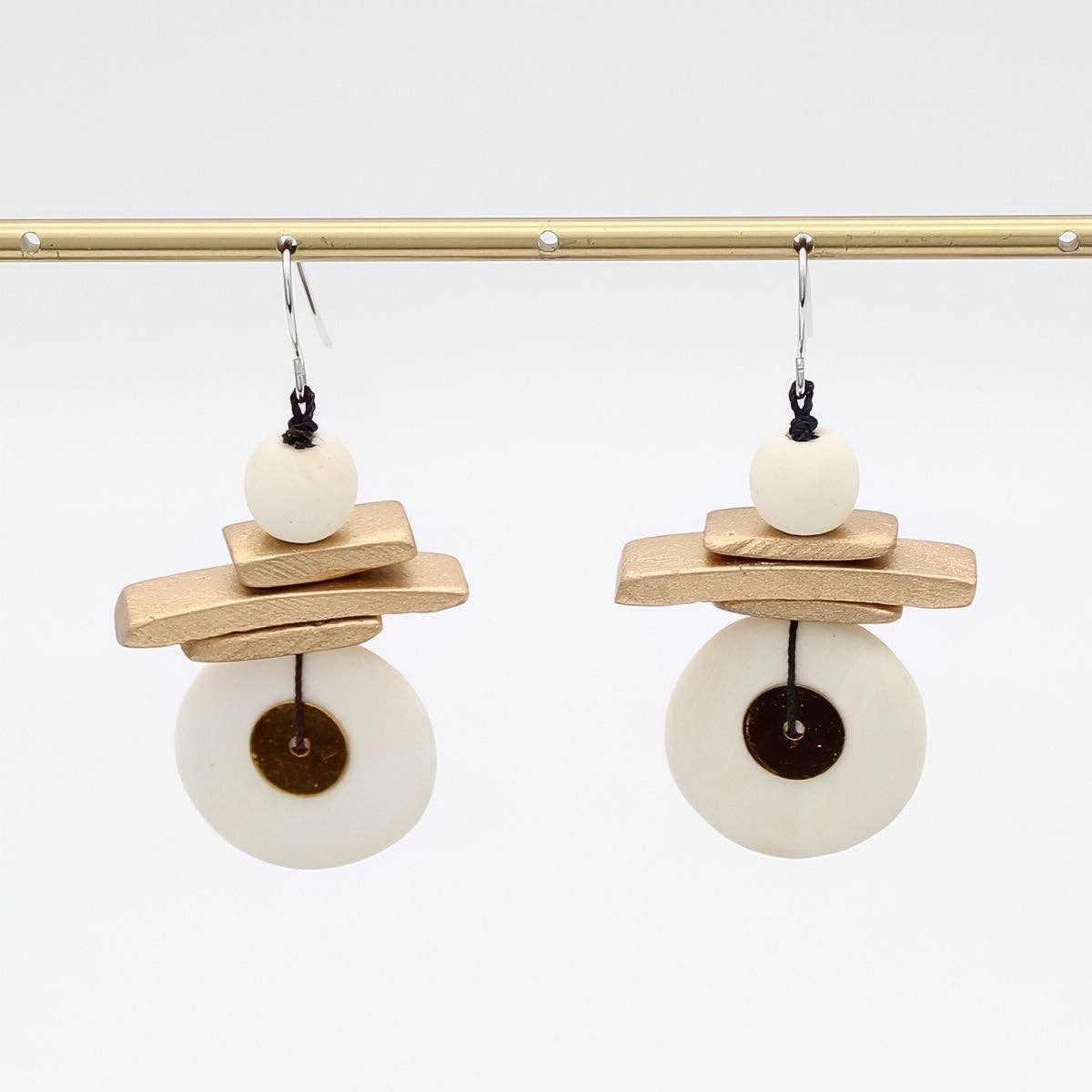Sylca Designs Drop Earrings, Assuta, White/Gold