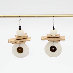 Sylca Designs Drop Earrings, Assuta, White/Gold