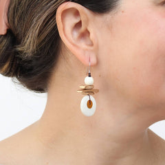 Sylca Designs Drop Earrings, Assuta, White/Gold