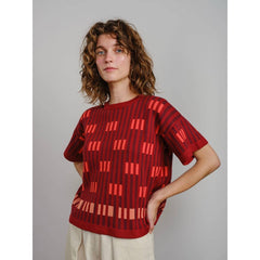 The Endery Tee, Bauhaus, Solstice, Red/Orange/Burgundy/Pink
