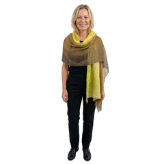 Mirror in the Sky, Shawl, Stripes, Daffodil/Chestnut/Oak