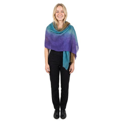 Mirror in the Sky, Shawl, Stripes, Violet/Oak/Ocean
