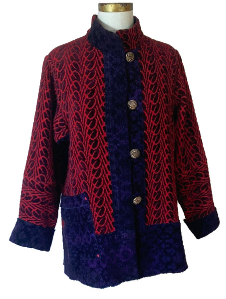 Joyce Wilkerson Prima Jacket, Scarlet/Deep Purple, S