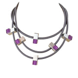 Christina Brampti Necklace, Three Strand, Silver/Purple/Grey