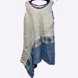 Mara Gibbucci Tunic, Asymmetrical, Ecru/Blue, XS