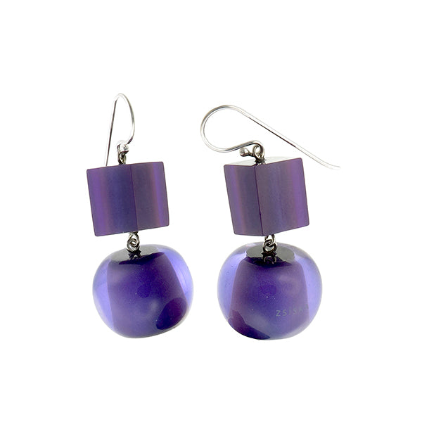 Zsiska Earrings, Colorful Beads, Purple
