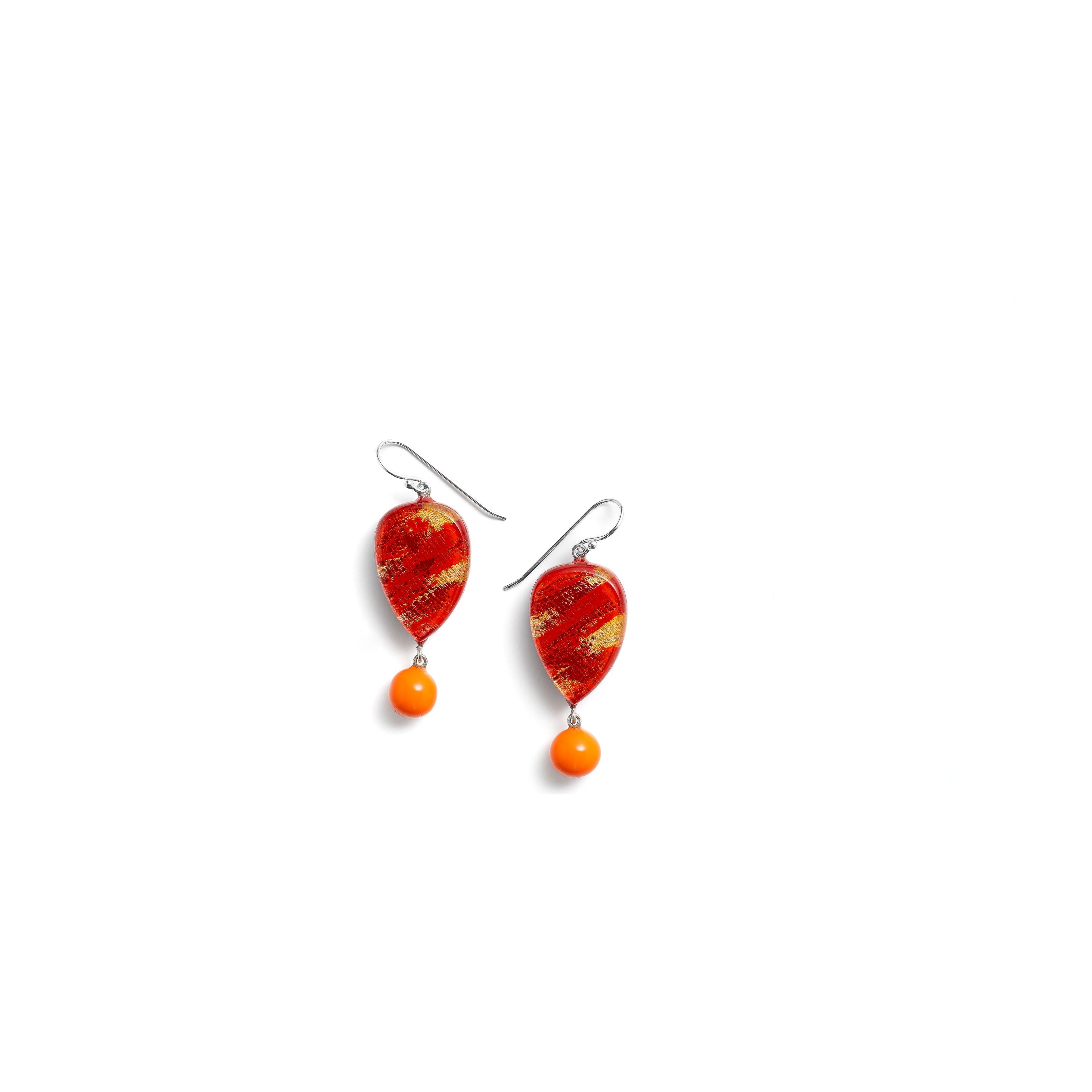 Zsiska Earrings, Minerva, Red/Orange