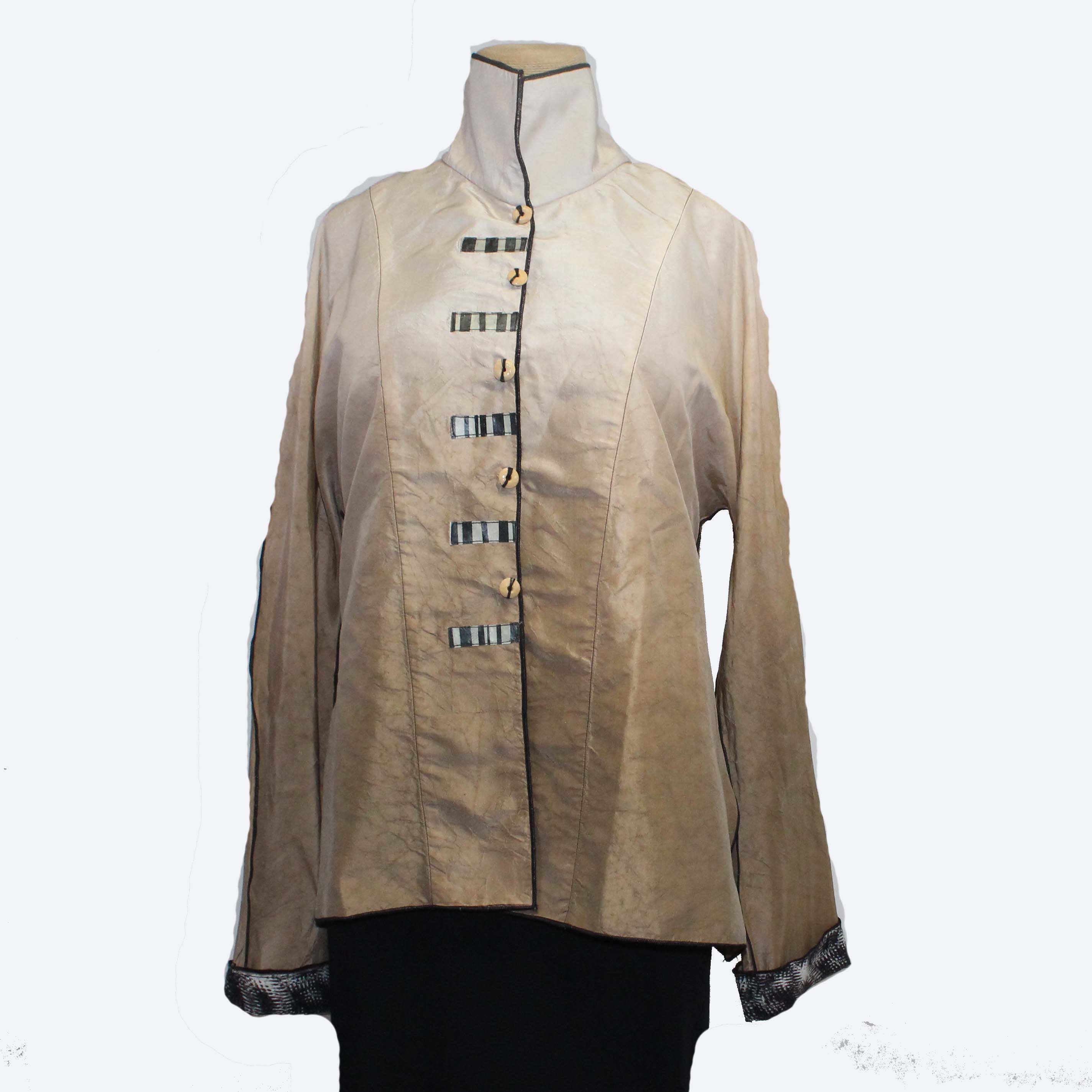 Deborah Cross Shirt, Ecru/Tan, S