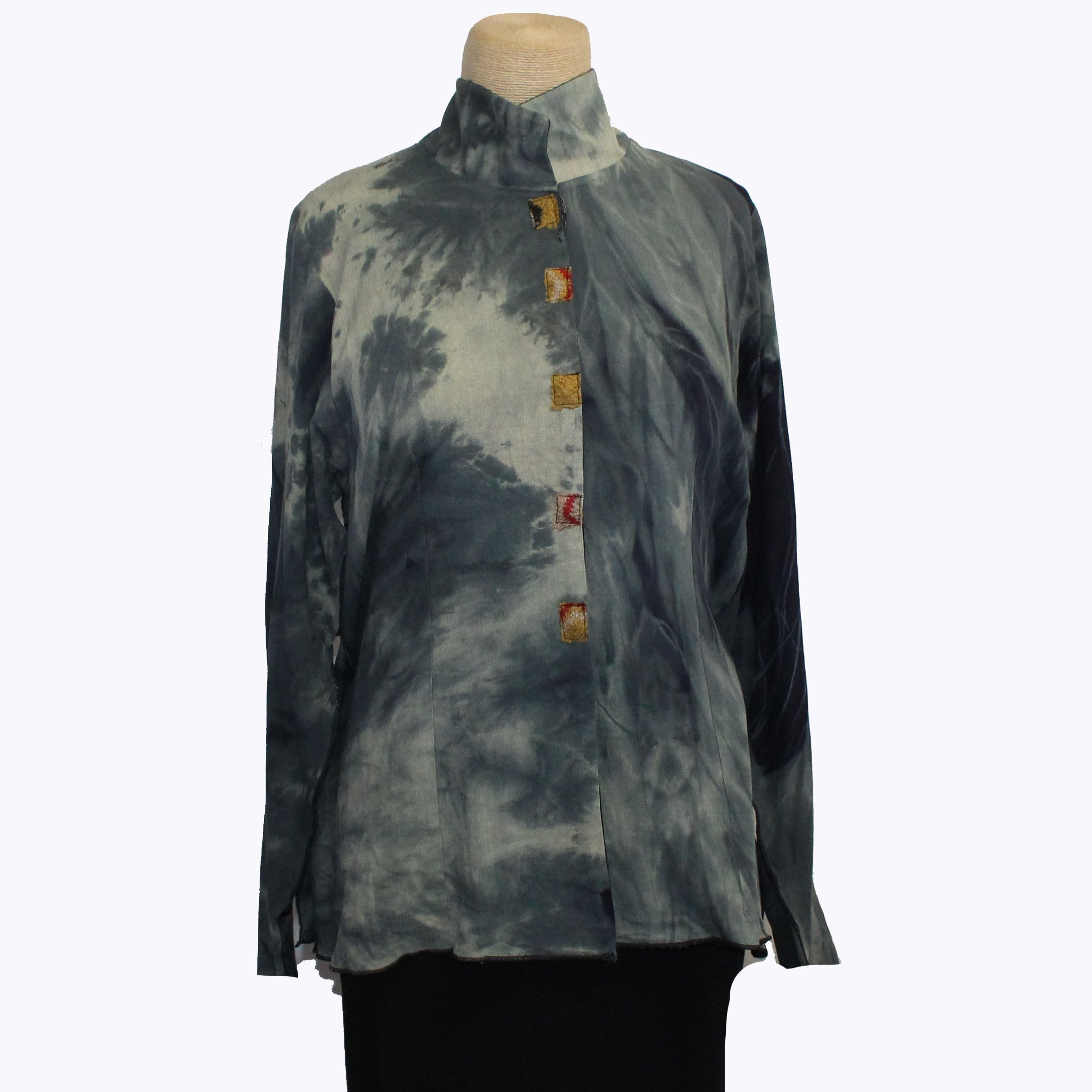 Deborah Cross Shirt, Slate Blue/Sage, XS