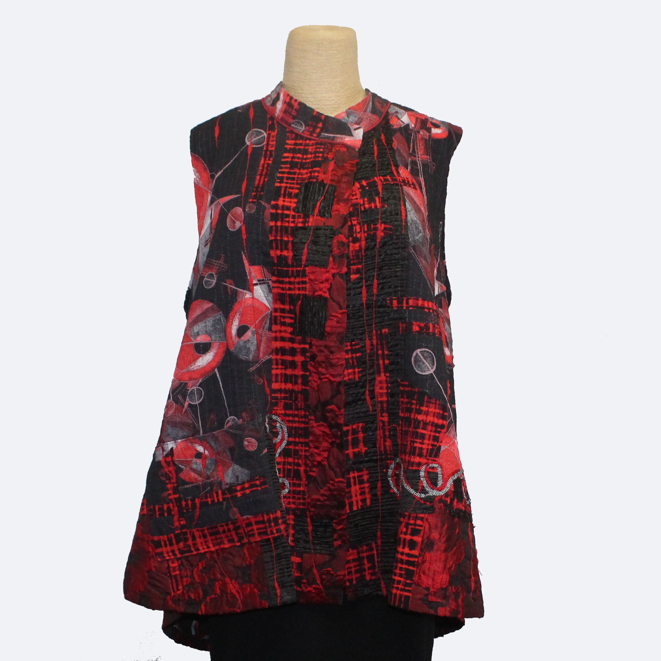 Diane Prekup Vest, Market, Black/Red Roses, M