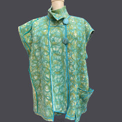 Judith Bird Vest, Short, Green/Aqua, M/L