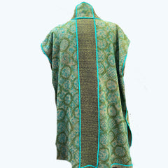 Judith Bird Vest, Long, Green/Turquoise, L
