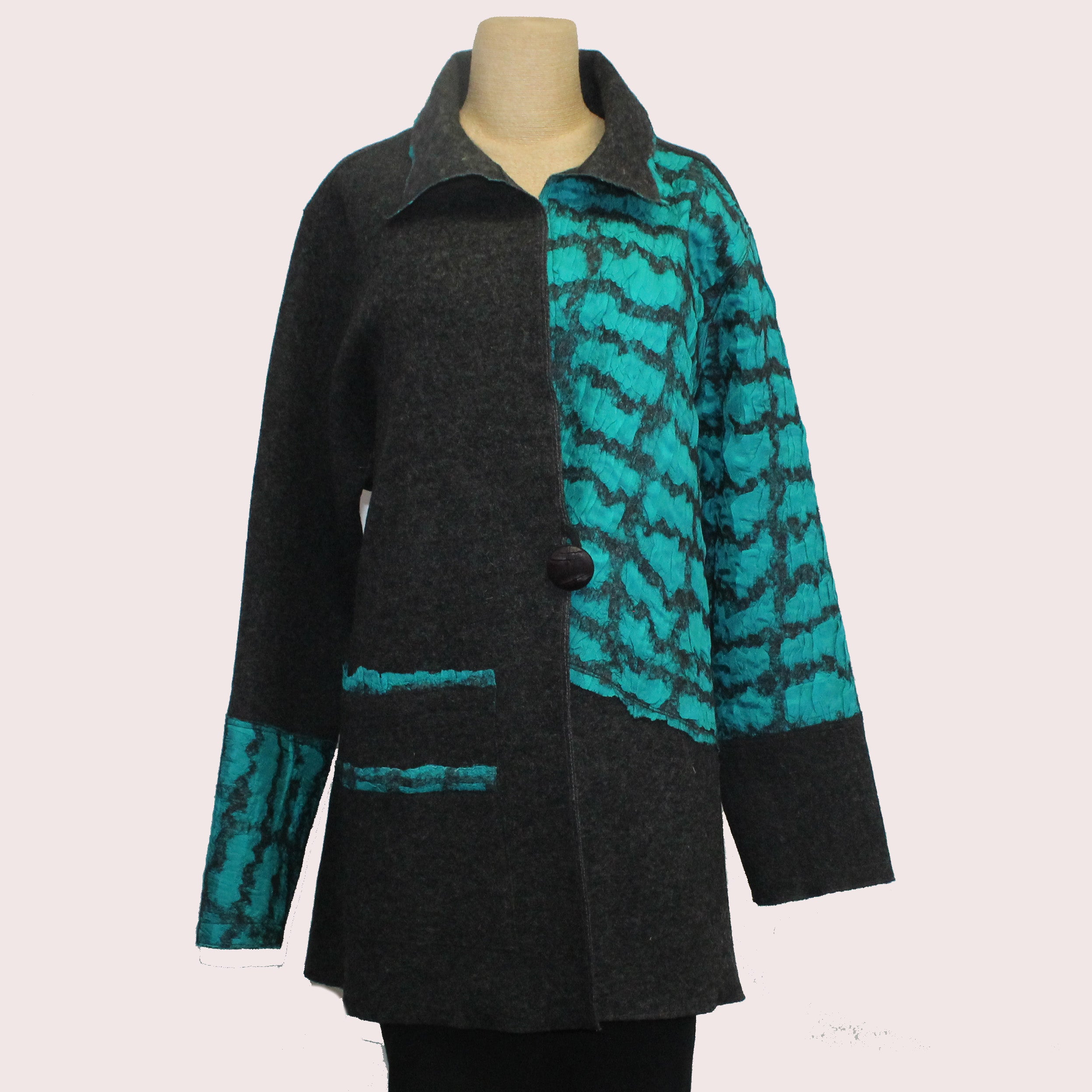 Maggy Pavlou Jacket, Turquoise/Charcoal, L/XL