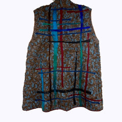 Maggy Pavlou Vest, Sky Blue/Brown/Multi-Color, M/L