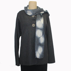 Nan Leaman Jacket, Short Swing, Charcoal with Removable Eco-Print Scarf, L