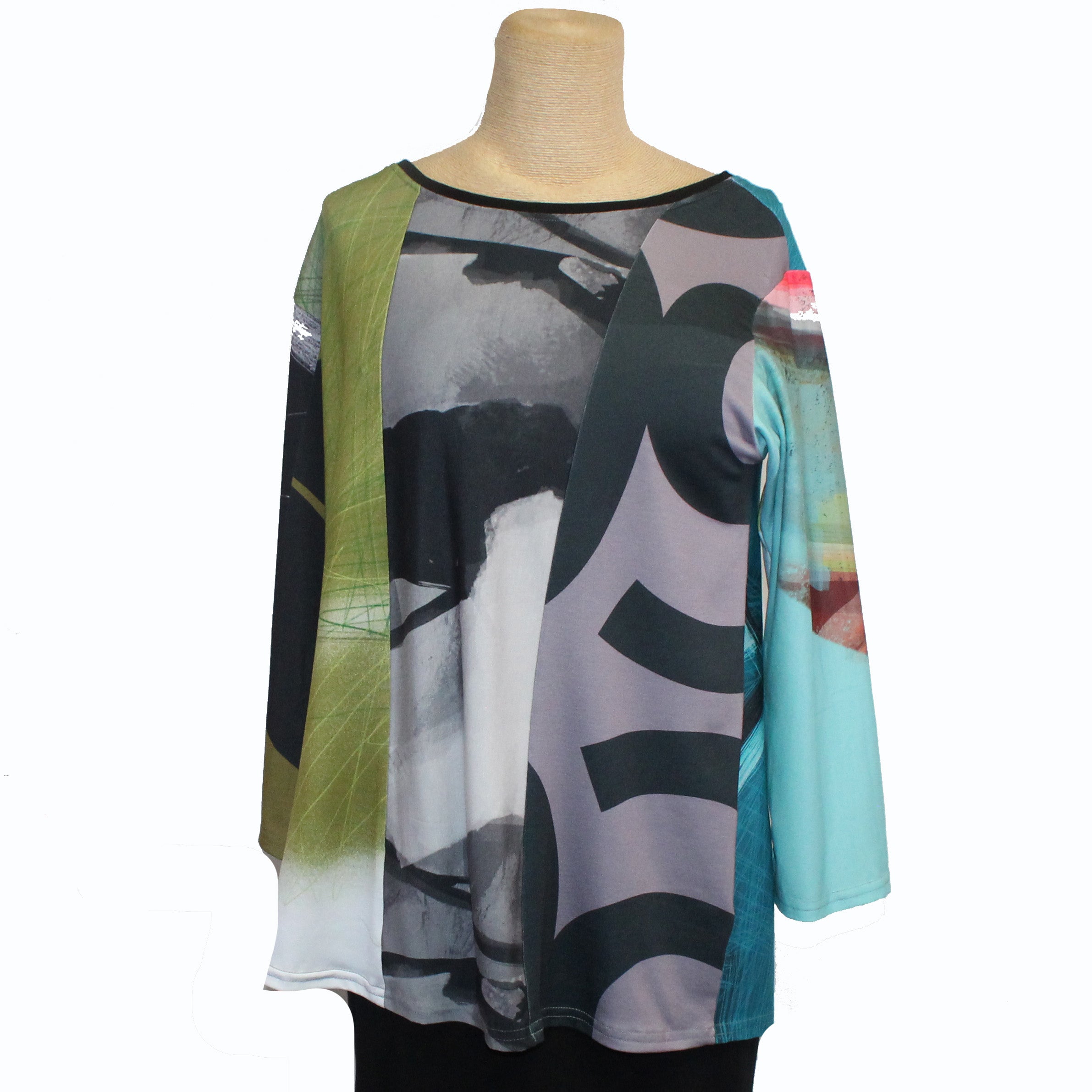 Andrea Geer Boxy Pullover, 3/4 Sleeve, Brights 3, XS/S