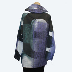 Andrea Geer Top with Scarf, Blue/Purple Sketch, 9, Fits S-XL