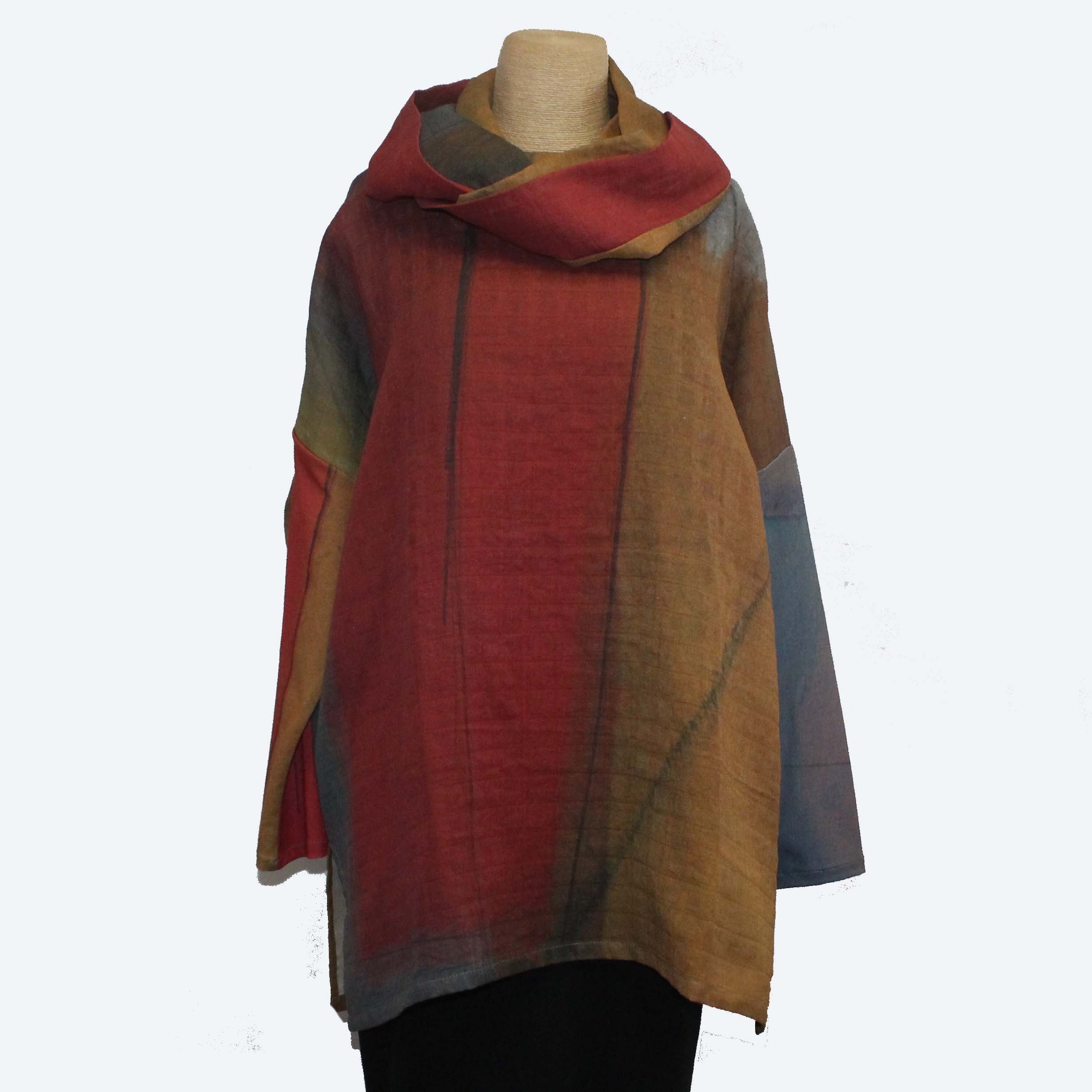 Andrea Geer Top with Scarf, Red Field, OS