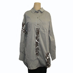 Alembika Tunic Shirt, Arabesque Pinstripe, Caramel/Cream L & XL