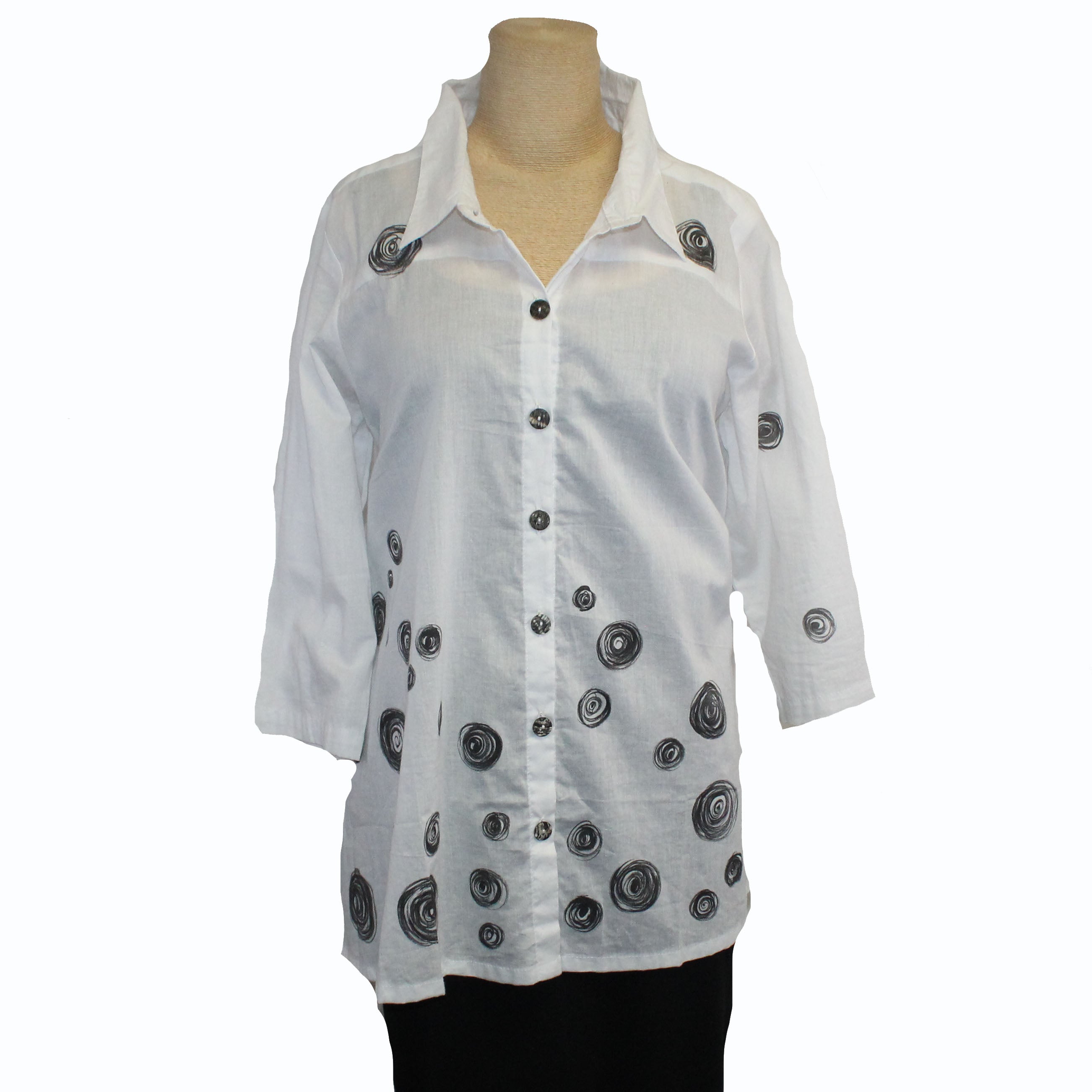 Adverb Shirt, Anywhere, Circles, White/Black XS