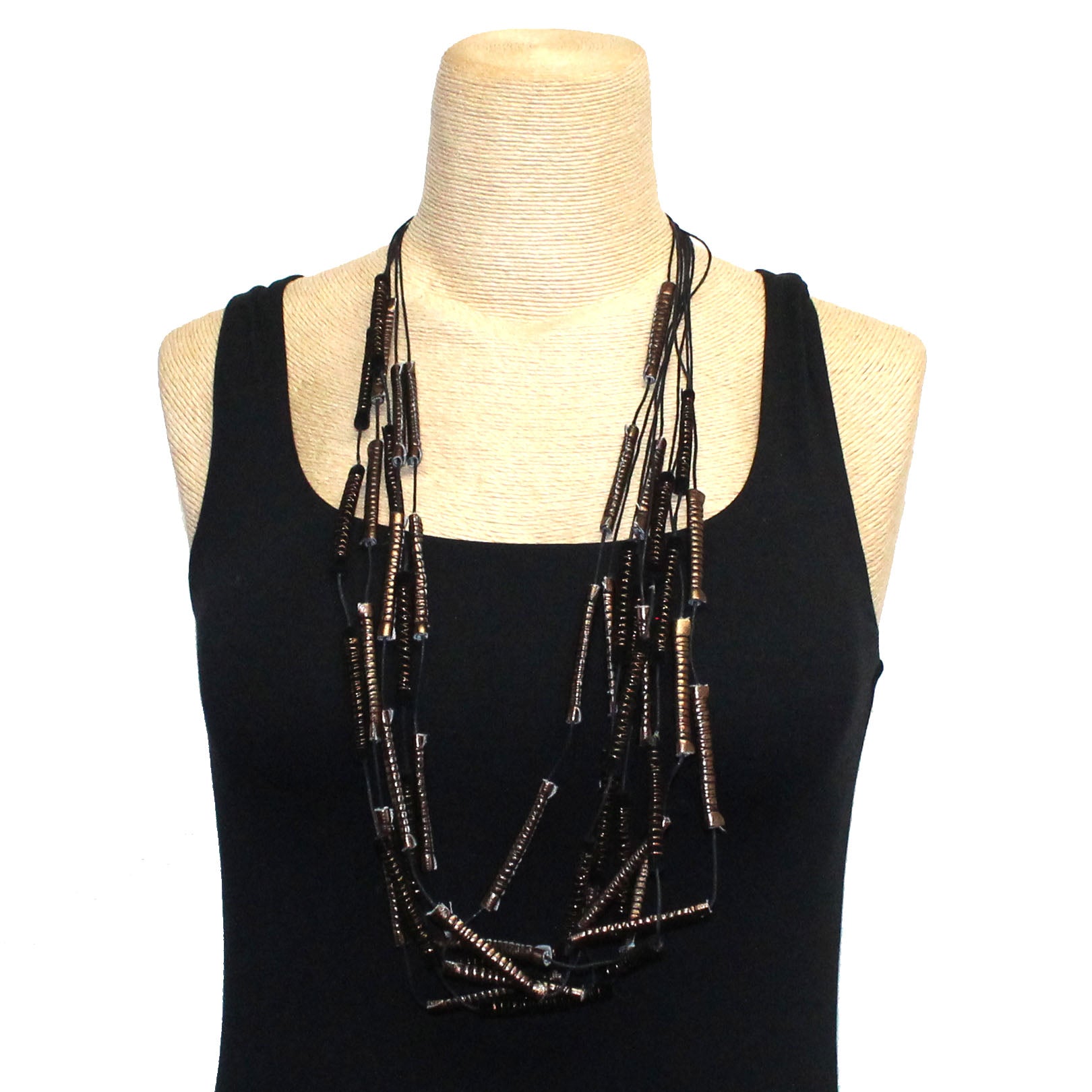 Beyond Threads Necklace, Pirouette, Black/Bronze