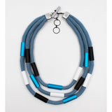 Christina Brampti Necklace, Triple Cord, Blue/Turquoise/Black/White