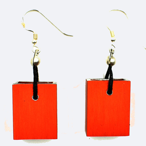 Christina Brampti Earrings, Cube, Red