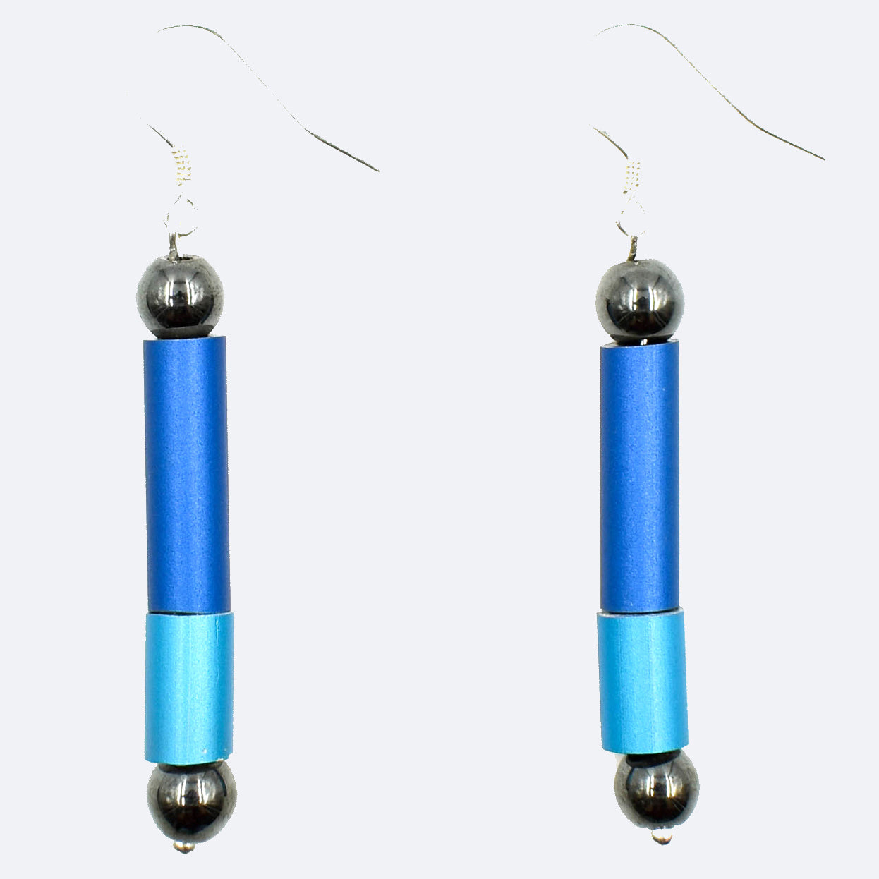 Christina Brampti Earrings, Double Tube, Blue/Turquoise