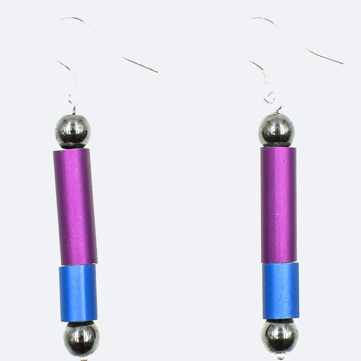Christina Brampti Earrings, Double Tube, Purple/Blue