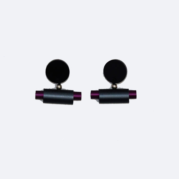 Christina Brampti Earrings, Tube In a Tube, Grey/Purple