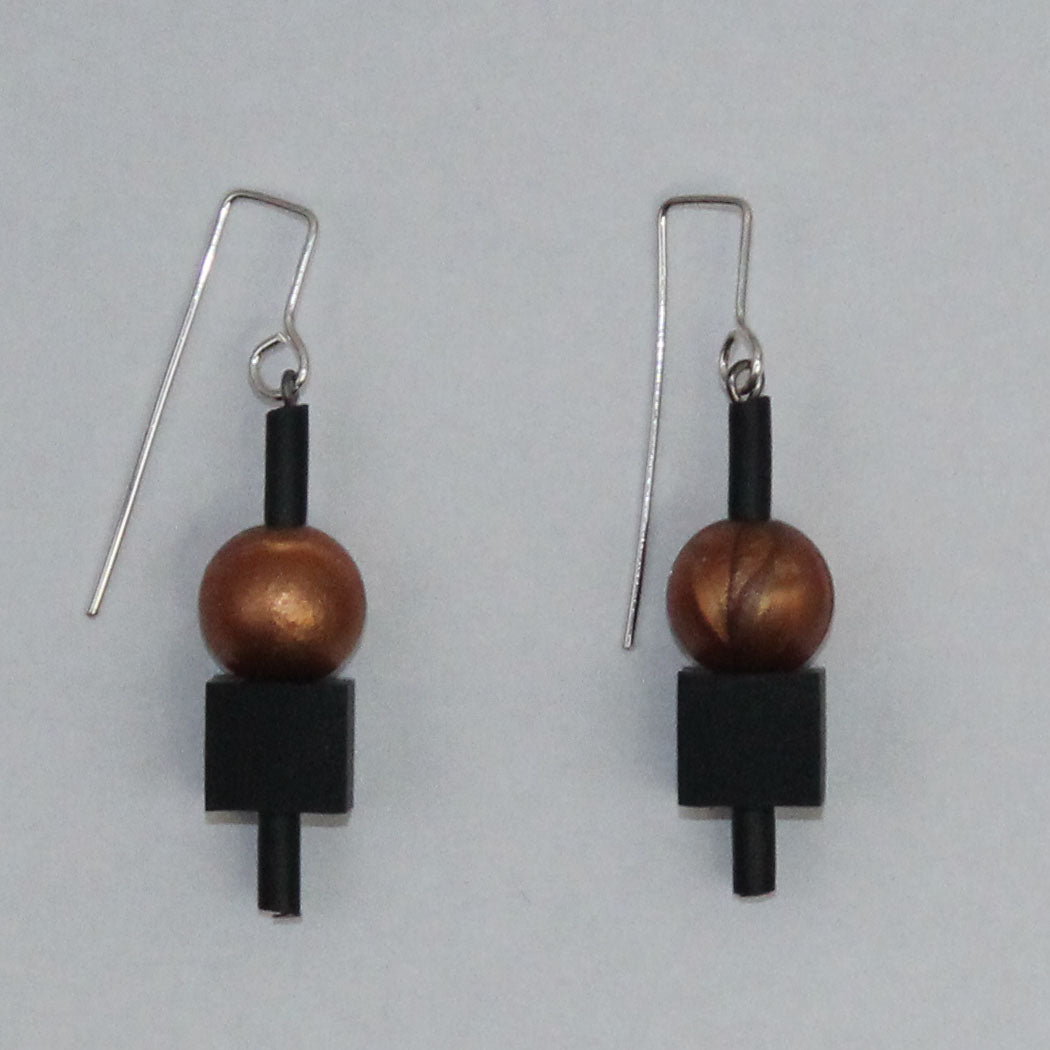 Frank Ideas Earrings, Jello, Bronze/Black