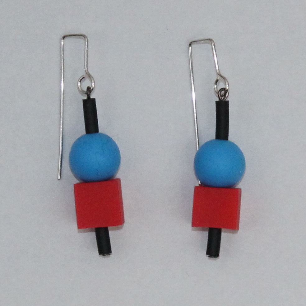 Frank Ideas Earrings, Jello, Sky/Red