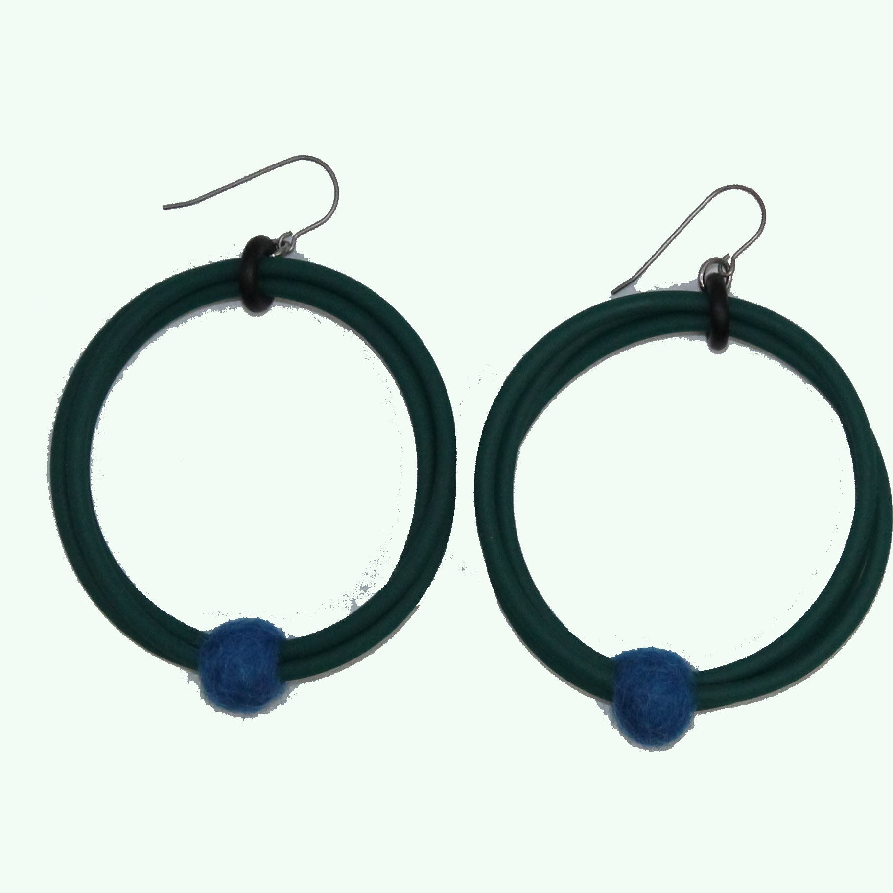 Frank Ideas Earrings, Round and Round, Green/Blue