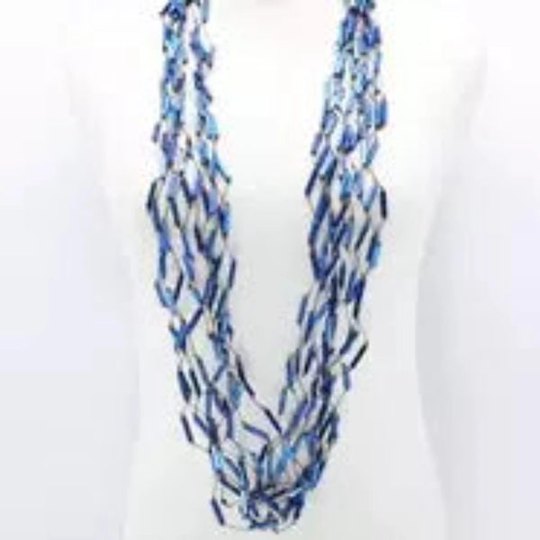 Jianhui London Necklace, Crystal Tubes, Electric Blue