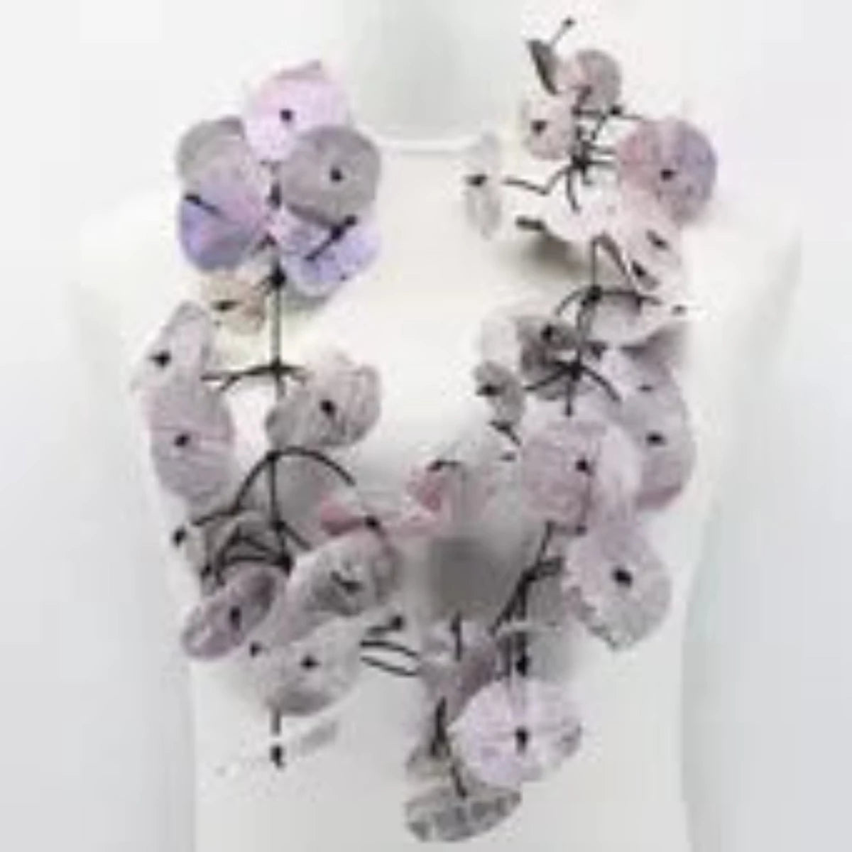 Jianhui London Necklace, Recycled Paper Orchids, Pink
