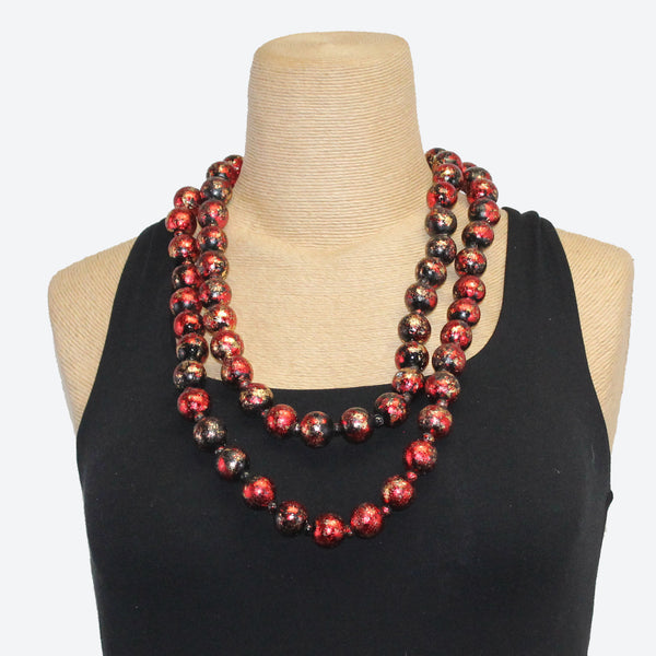 Jianhui London Necklace, Beads, Red/Gold/Black